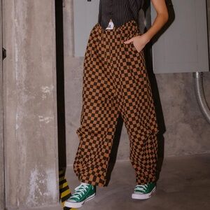 Dressed in lala Checkered Brown and Black Women's Pants